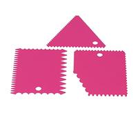 Qudinip Set di Raschietti per Crema 3 Pezzi per Decorare Torte Strumento Pratico e Leggero per gli Amanti della Pasticceria Plastica 9,5 Cm 12 Cm (Rosso roseo)