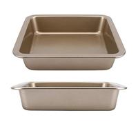Qudinip Set di Stampi per Torte Antiaderenti da 2 Pezzi per Cuocere Cheesecake, Pizze e Dessert - Acciaio Al Carbonio Resistente, 22,5x22,5x4,6 Cm (#2)
