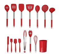 Qudinip Set di Utensili da Cucina in Silicone, Strumenti di Cottura Non Stick da 15% con Manico in Acciaio Inossidabile Resistente a 480 ° F per un di Cottura da Cucina Casalinga (Tutto rosso)