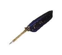 Qudinip Set Penne D'oca, Kit Penne Piume Squisite per Scrivere in Modo Levigato, per Amici e Insegnanti, Lega di Zinco e Materiale (Blu)