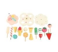 Qudinip Set per Tea Party in Legno, Set da Gioco Realistico per Stand da Dessert con Gelato e Giocattoli per il tè Pomeridiano per Giochi di Ruolo e Sviluppo Sociale per Bambini