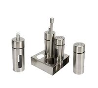 Qudinip Set Saliera e Pepiera in Acciaio Inossidabile, Bottiglie Dispenser per Spezie Dal Design a Foro Cavo con Coperchio a Scatto per Uso Domestico del Ristorante della