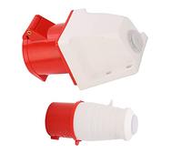 Qudinip Tappo di Alimentazione a 4 Pin, Set di Socket del Connettore Industriale a 3 Fasi 32A AC380 415V con Guscio di Ottone ABS Impermeabile IP44, per la Ferrovia Aeroportuale