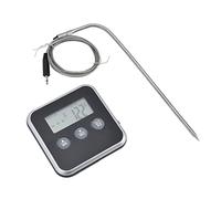 Qudinip Termometro Digitale per Carne Smart 3 Pulsanti Funzionamento Semplice con Funzione Timer per Cucinare Cottura Al Forno BBQ 8 X 8 X 1,5 Cm ABS Acciaio Inossidabile (Nera)