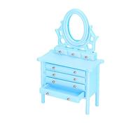 Qudinip Toeletta per Casa delle Bambole in Scala 1:12 con Specchio, Design Elegante in Miniatura, Perfetto per L'arredamento della Camera da Letto, Materiale di Betulla, 9,2 Cm X 17 Cm (Blu)