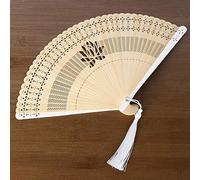 Qudinip Ventaglio Pieghevole con Squisito Design Cavo per il Raffreddamento e la Decorazione Estiva, bambù Leggero, Diametro 12 Pollici, Ideale per Matrimoni e Feste (osso a ventaglio bianco)