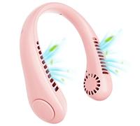 Qudinip Ventola per Collo Portatile, Ventola per Collo Indossabile Senza Lama Ricaricabile Senza Mani, Ventola di Raffreddamento Personale con Batteria da 1200 MAh per Viaggi per Ufficio (rosa)