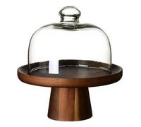 qudkdhs Alzatina per Dolci in Legno, Alzata per Torte con Cupola Multifunzione, Alzata per Torta con Coperchio per Cupcake Torte del tè del Pomeriggio Small