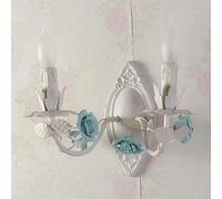 qudkdhs Aplique de pared estilo rústico francés de dos luces: lámpara estilo vela blanca antigua para dormitorio, sala de estar, porche y pasillo (azul, dos luces)