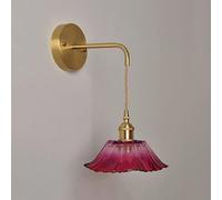 qudkdhs Aplique de pared vintage de latón con pantalla de cristal morado transparente. Lámpara de pared nórdica moderna para sala de estar, dormitorio y comedor (morado y rosa, colgante).