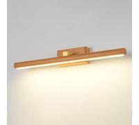 qudkdhs Apliques de baño LED para espejo de baño, acabado en nogal, con herrajes de latón ajustables, luz blanca natural de 4000 K (color madera, 60 cm)