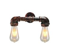 qudkdhs Applique da Parete a 2 luci con Tubo dell'Acqua, Stile retrò, Industriale, in Metallo, Stile Steampunk, lampade da Parete Vintage E27 Edison, per Camera da Letto, Soggiorno, Bar