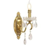 qudkdhs Elegante aplique de pared vintage de cristal - Lámpara de pared de latón dorado con 1 o 2 luces para sala de estar, dormitorio, pasillo y baño (1 luz)