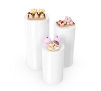 qudkdhs Set di 5 Supporti Cilindrici a Piedistallo, 3 Pezzi Supporti Bianchi a Piedistallo per Esposizione, Tavolo per Feste, Torta Rotonda, Supporto per Fiori da Matrimonio (Large-3PCS)