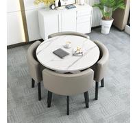 Qudkdhs Set Tavolo da Pranzo Rotondo Moderno Con 4 Sedie - Combinazione per Reception, Sala Riunioni e Soggiorno - Salvaspazio per 4 Persone
