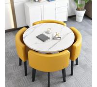 qudkdhs Set Tavolo da Pranzo Rotondo, Tavolo da conferenza Moderno con 4 sedie, Combinazione Tavolo e Sedia per Reception ，Tavolo da Sala riunioni salvaspazio per 4 Persone per Soggiorno