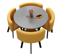 qudkdhs Set Tavolo da Pranzo Rotondo, Tavolo da conferenza Moderno con 4 sedie, Combinazione Tavolo e Sedia per Reception ，Tavolo da Sala riunioni salvaspazio per 4 Persone per Soggiorno