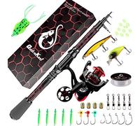 QudraKast Combinazione di canna da pesca e mulinello, design unico con pittura X-Warping, kit di canna da pesca telescopica in fibra di carbonio e mulinello, miglior regalo per principianti e