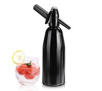 Qudubuy Sifone portatile per acqua frizzante in alluminio, 1 l, per acqua gassata gassata fai da te, kit per rinfrescare seltzer, cocktail, succhi e bevande gassate (nero)