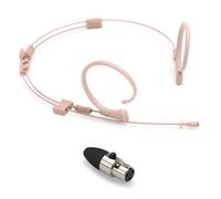 Que Audio QA22 BE - Microfono omnidirezionale a doppio orecchio per parlare o cantare, adattatore SHL per Shure Wireless incluso + parabrezza, clip e custodia - Beige