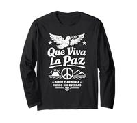 Que Viva La Paz Colomba della Pace Spagnolo Amore Armonia Retro unità Maglia a Manica