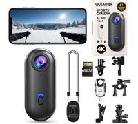 Queather ActionSnap - Telecamera da pollice indossabile 4K, POV Pro Body Camera con clip a molla, mini videocamera portatile per vlogging, casco per moto, viaggi, ciclismo e registrazione a mani