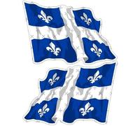 Quebec Flying Flag, Canada Québec Province Fleurdelisé Flag, Canadian 75mm (circa 3 pollici) adesivi in vinile, decalcomanie x2 (sinistra-destra)
