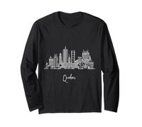 Quebec, orizzonte, città, francese, viaggiare, souvenir, nero, paesaggio urbano Maglia a Manica