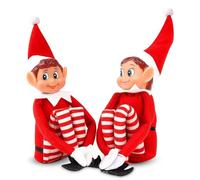 Quebec Set di elfi impertinenti - figure di elfo ragazzo e ragazza, ispirato al piccolo aiutante di Babbo Natale, corpo morbido, facce in vinile, divertimento festivo in famiglia, 30,5 cm, coppia