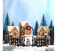 Queekay 5 Recinzioni Decorative del Villaggio di Natale Statuetta Illuminata del Cancello d'Ingresso Staccionata dell'Albero Corona di Natale Accessori Villaggio della Neve (Serie Marrone)