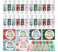 Queekay Set Regalo di Natale Balsami per Labbra alla Cera d'Api con Cartoline di Natale e Sacchetti di Organza Balsamo per Labbra Idratante Stick Cura delle Labbra per Donne e Uomini(24 Sets)