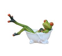 Queemie Creativo resina rane figurine, divertente mascotte rana nella vasca da bagno mestiere sculture statue per la casa ufficio scrivania tavolo bagno decorazioni regali