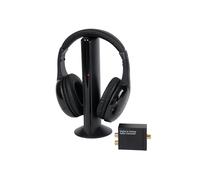 Queemie Cuffie TV senza fili, radio FM e monitor, cuffie senza fili con decodificatore digitale, cuffie over-ear per adulti e anziani, compatibili con computer TV