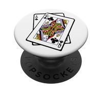 Queen & Ace of Clubs 21 ° compleanno ventuno anni PopSockets PopGrip Adesivo