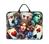 Queen-American-Poker-Card - Custodia per computer portatile da 14 pollici, con chiusura a cerniera
