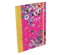 Queen Bee - Taccuino A4 a righe con chiusura elastica, copertina flessibile, design con api e fiori, regalo di cancelleria per donne, studenti e professionisti