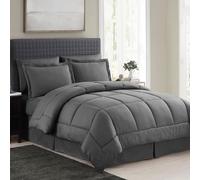 Queen Comforter Set 8 Piece Bed in a Bag with Bed Skirt Fitted Sheet Flat Sheet 2 Pillowcases 2 Pillow Shams Queen Checkered Gray