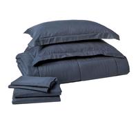 Queen Comforter Set 8 Piece Bed in a Bag with Bed Skirt Fitted Sheet Flat Sheet 2 Pillowcases 2 Pillow Shams Queen Greek Key Navy