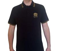 Queen 'Crest Logo' (Black) Polo Shirt (Large)