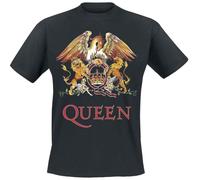 Queen Crest Vintage Uomo T-Shirt Nero L 100% Cotone Regular
