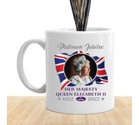 Queen Elizabeth Memorial Mug - 4x3 pollici di Coppa reale, Platinum Jubilee Souvenir, collezionisti in ceramica con design storico | tributo per sostenitori fedeli, amanti del tè, ammiratori