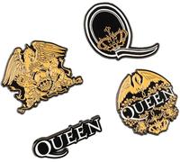 Grupo Erik: Set di 4 Spille rock in metallo con design Queen Spille personalizzate - Accessori rock, spille gioiello per vestiti, gadget Queen