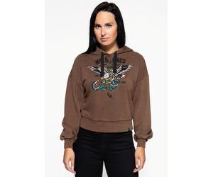 Queen Felpa con cappuccio in paraffina QKI14002 Marrone scuro M Marrone