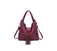 QUEEN HELENA Borsa Grande a Spalla con Frange con Tracolla Casual Donna M9017 (Fucsia)