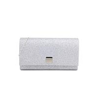 QUEEN HELENA Pochette Leggera Rigida Clutch Elegante a Mano e Tracolla Borsetta da Cerimonia Festa Evento Donna (S612 ARGENTO)