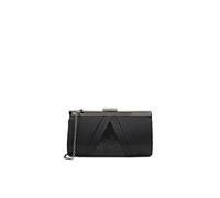 QUEEN HELENA Pochette Leggera Rigida Clutch Elegante a Mano e Tracolla Borsetta da Cerimonia Festa Evento Donna (S7009 Nero)