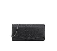QUEEN HELENA Pochette Leggera Rigida Clutch Elegante a Mano e Tracolla Borsetta da Cerimonia Festa Evento Donna (S605 NERO)