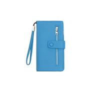 QUEEN HELENA Portafoglio con Zip e Laccetto da Polso Mini Pochette Donna PF22-8 (Azzurro)