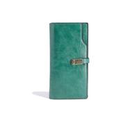 QUEEN HELENA Portafoglio Lungo Sottile con Cerniera Porta Carte Donna PF22-1 (Verde)