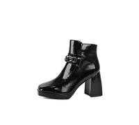 QUEEN HELENA Tronchetti con Tacco Stivaletti Donna ZM9537 (Nero, Numeric_37)